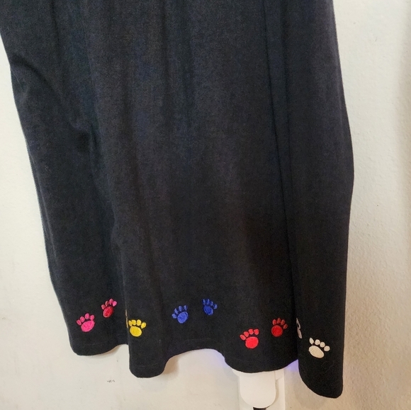 Embroidered Cats black maxi dress. Estimated size large - Picture 4 of 16